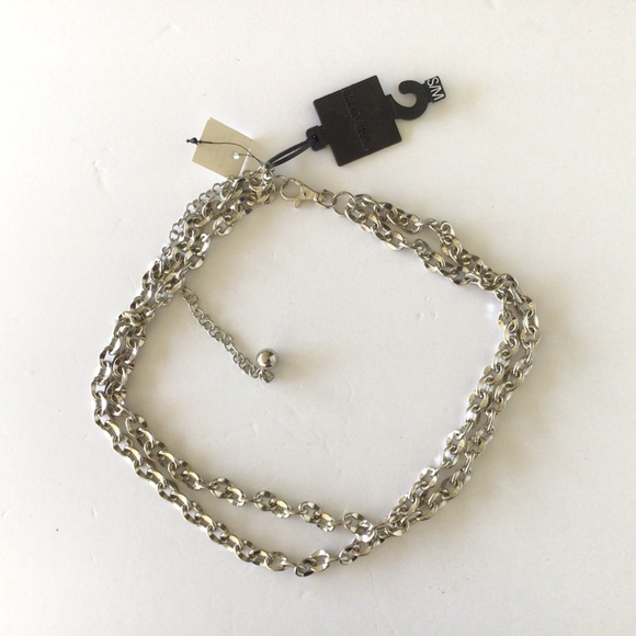 ELLEN TRACY SILVER CHUNKY METAL CHAIN BELT NWT SIZE SMALL/MEDIUM - Picture 2 of 8